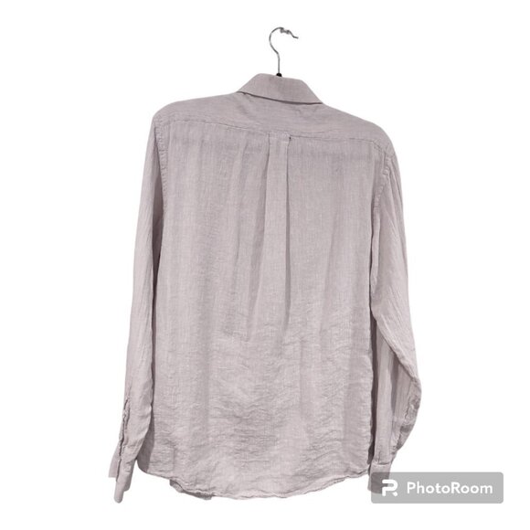 Men's Cream Linen Button Down Shirt Size Medium - Picture 2 of 5